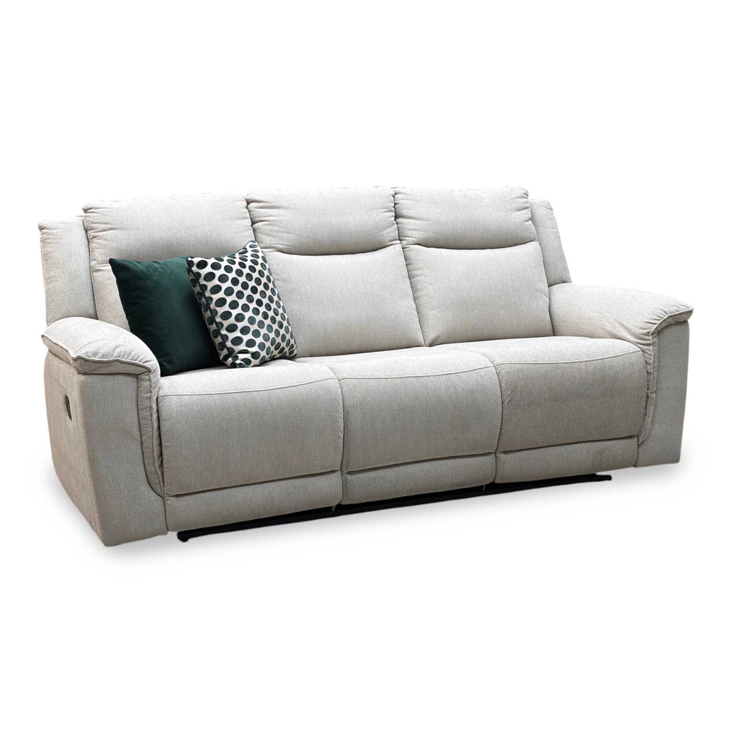 ‘Miro’ Natural Fabric 3 Seater Manual Fabric Recliner Sofa