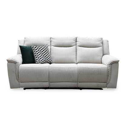 ‘Miro’ Natural Fabric 3 Seater Manual Fabric Recliner Sofa