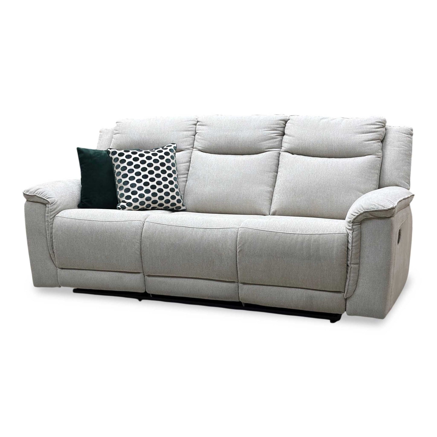 ‘Miro’ Natural Fabric 3 Seater Manual Fabric Recliner Sofa