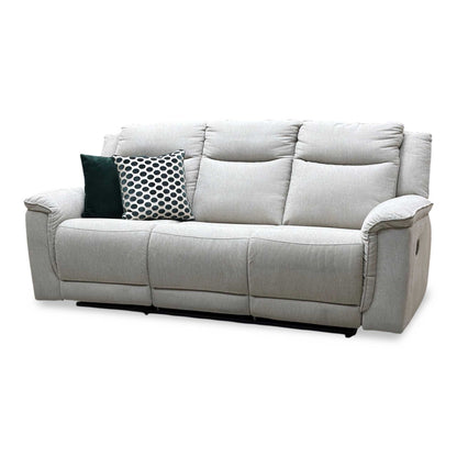 ‘Miro’ Natural Fabric 3 Seater Manual Fabric Recliner Sofa