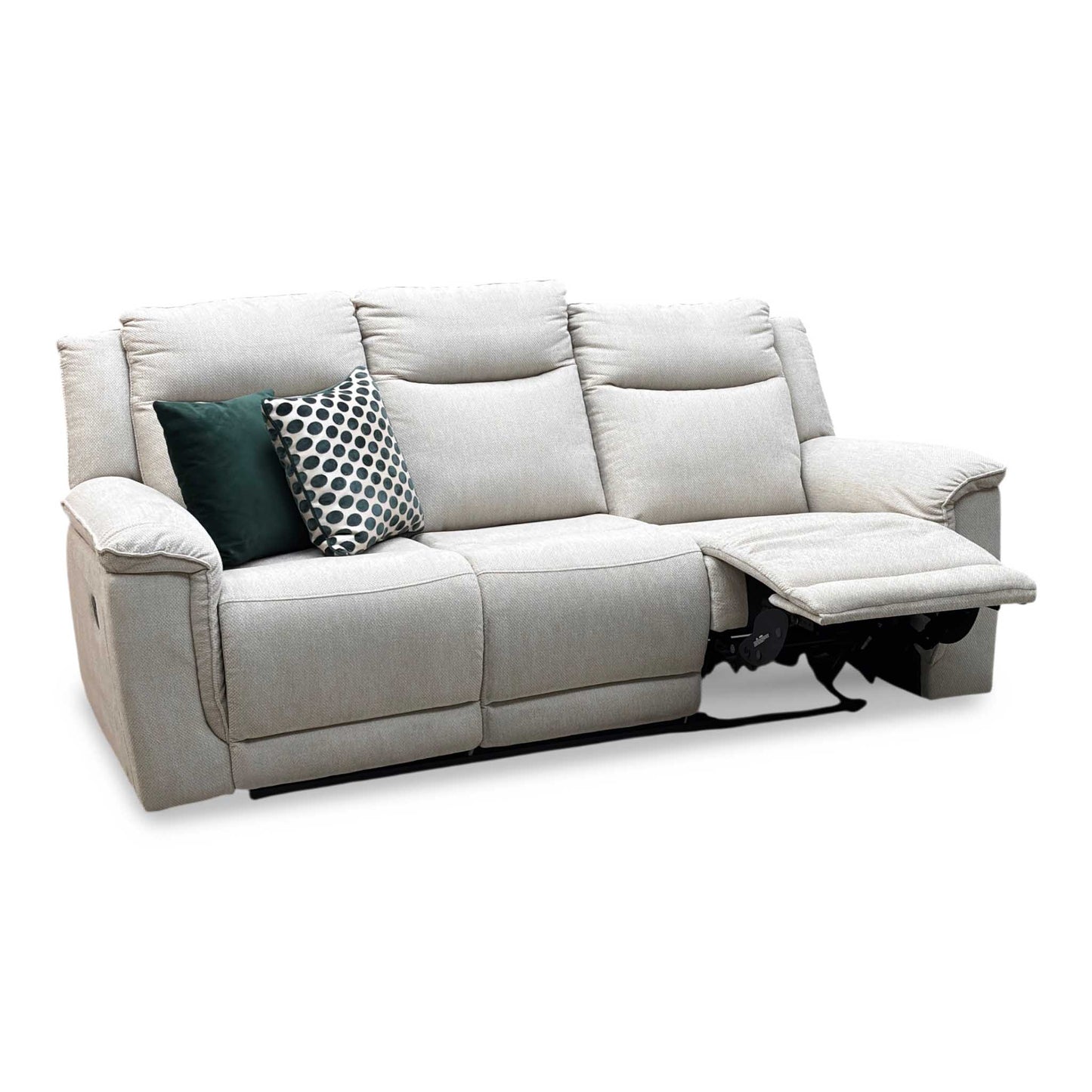 ‘Miro’ Natural Fabric 3 Seater Manual Fabric Recliner Sofa