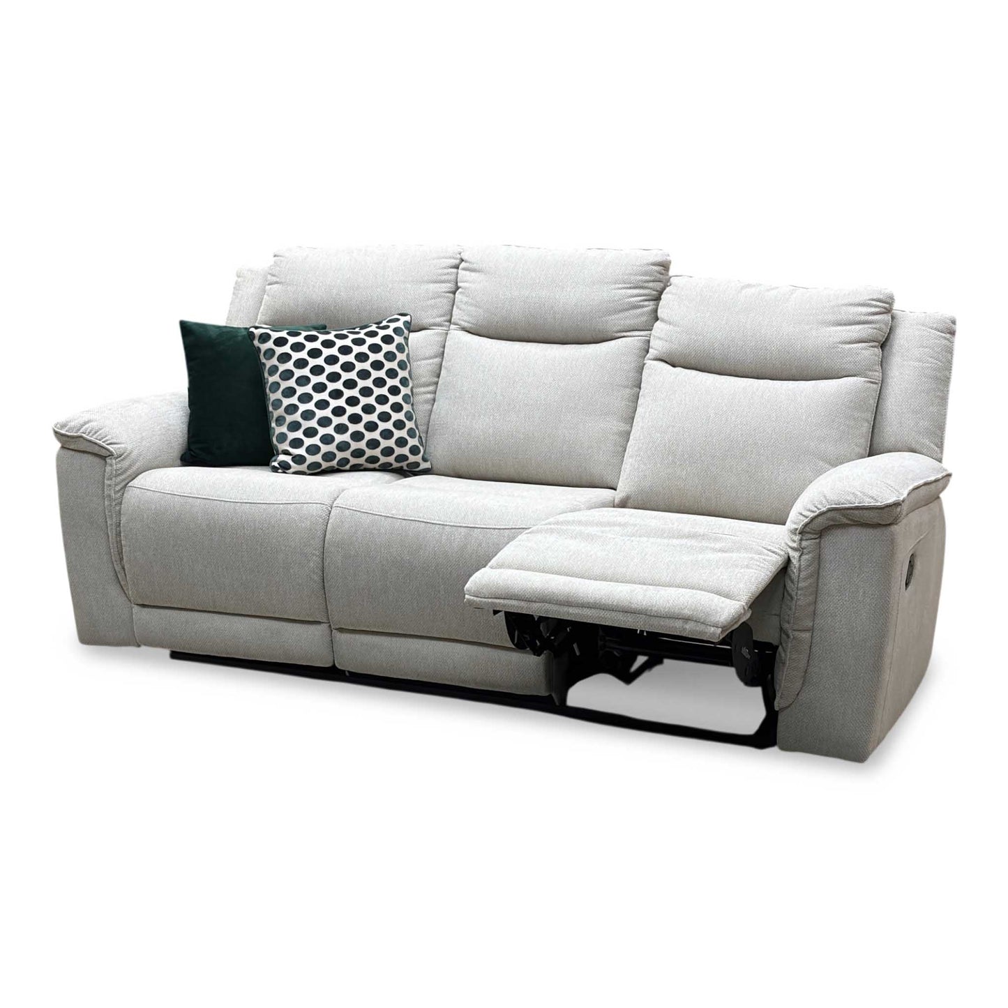 ‘Miro’ Natural Fabric 3 Seater Manual Fabric Recliner Sofa