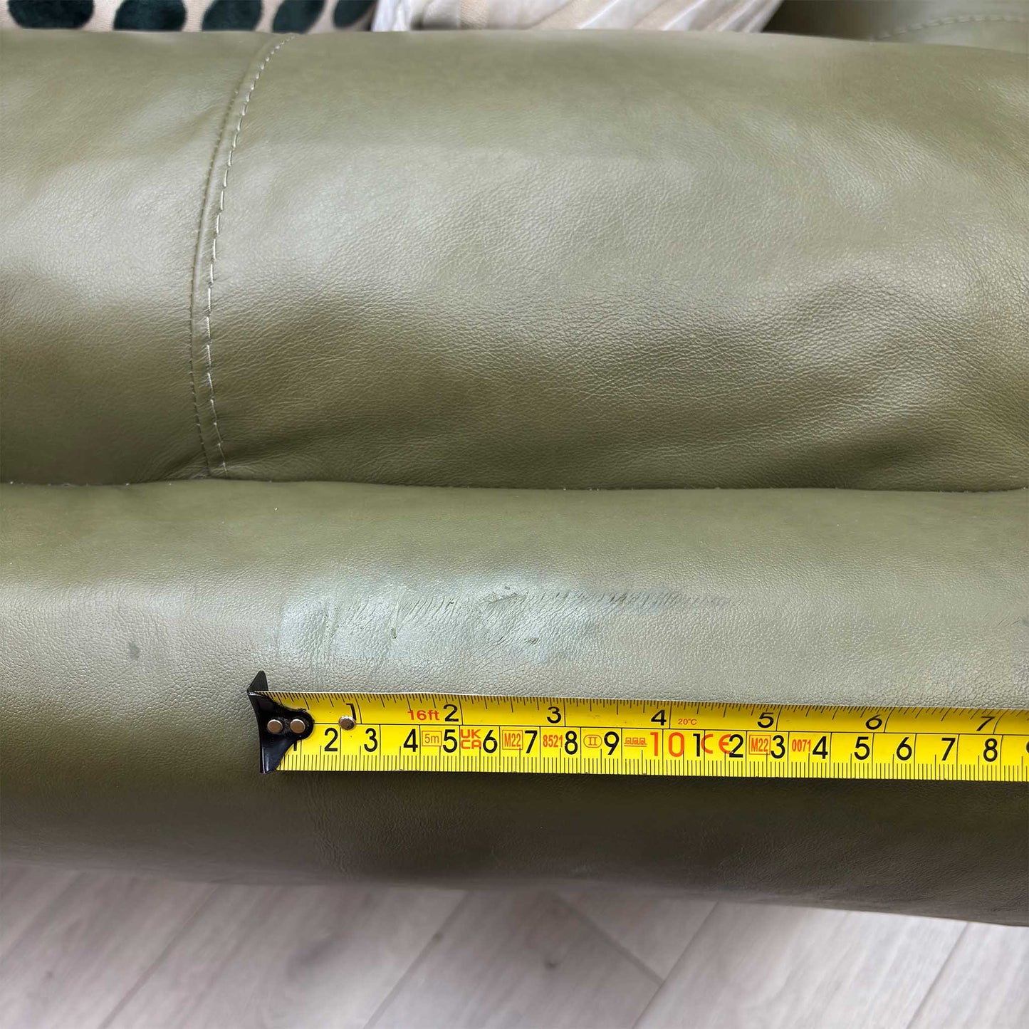 ‘Marlow’ Olive Green Italian Leather Right Hand Corner Chaise Sofa