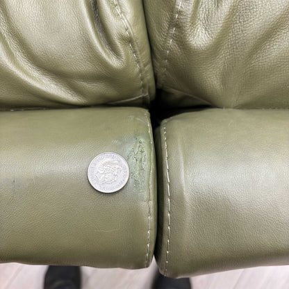 ‘Marlow’ Olive Green Italian Leather Right Hand Corner Chaise Sofa