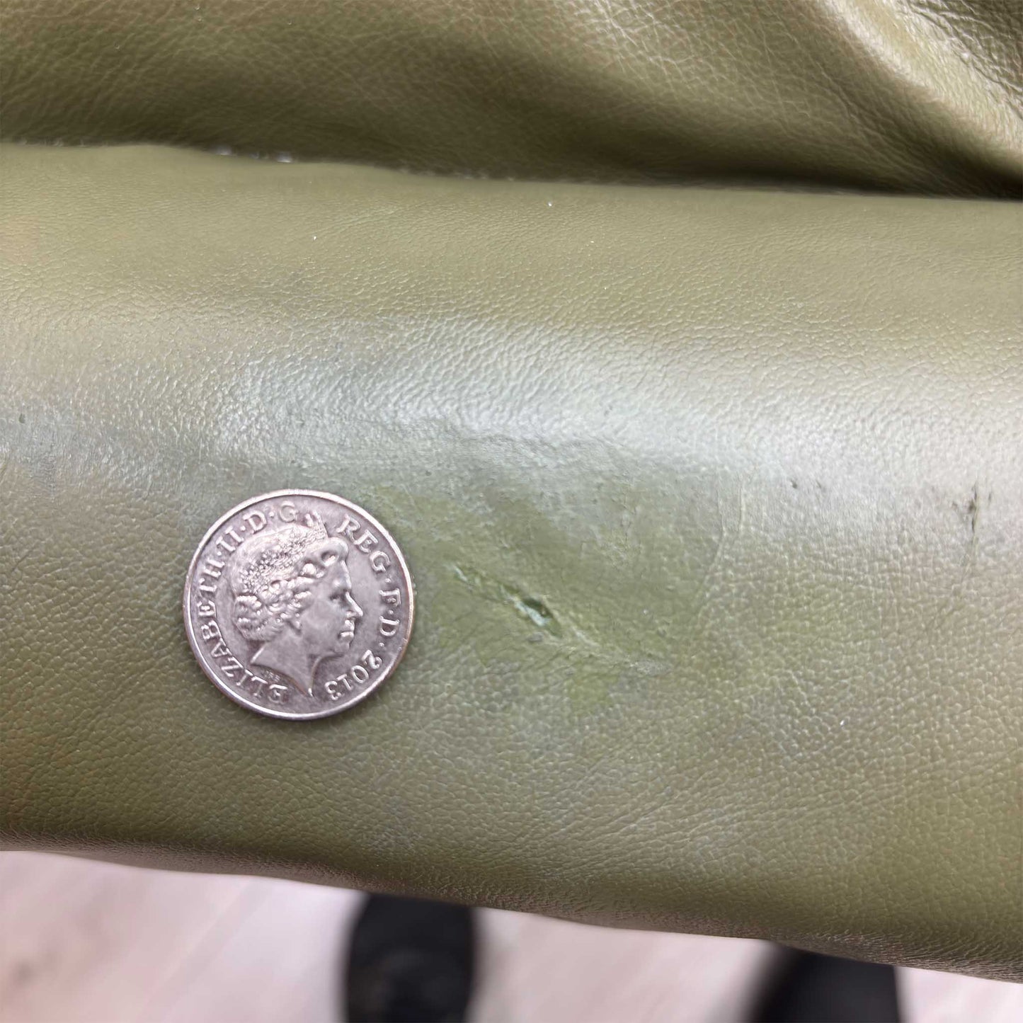 ‘Marlow’ Olive Green Italian Leather Right Hand Corner Chaise Sofa