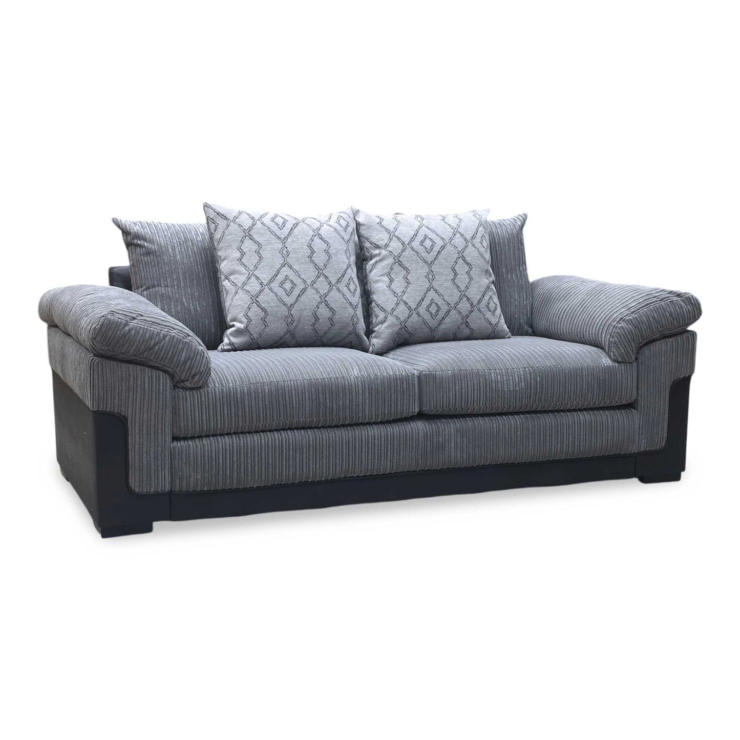 ‘Marissa’ Grey Jumbo Cord 3 Seater Sofa