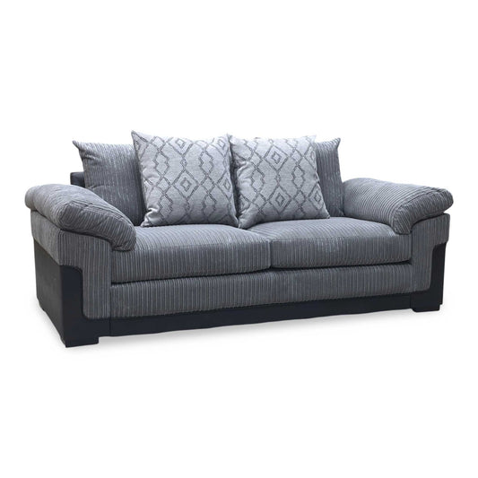‘Marissa’ Grey Jumbo Cord 3 Seater Sofa