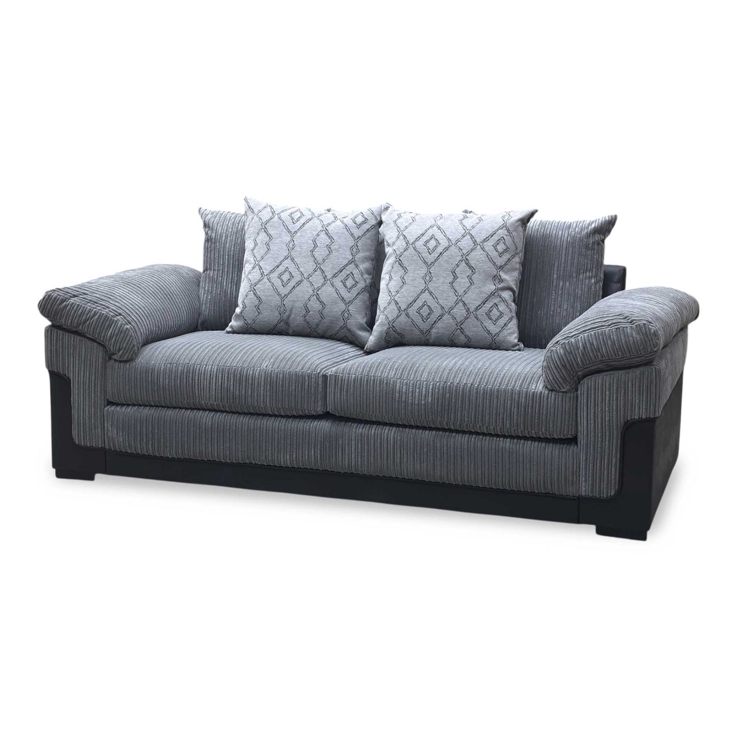 ‘Marissa’ Grey Jumbo Cord 3 Seater Sofa