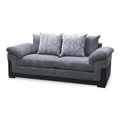 ‘Marissa’ Grey Jumbo Cord 3 Seater Sofa