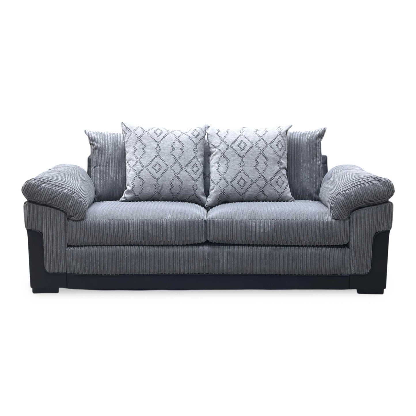 ‘Marissa’ Grey Jumbo Cord 3 Seater Sofa
