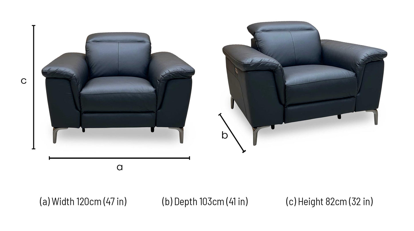 ‘Lorenza’ Black Leather Mix Power Recliner Armchair