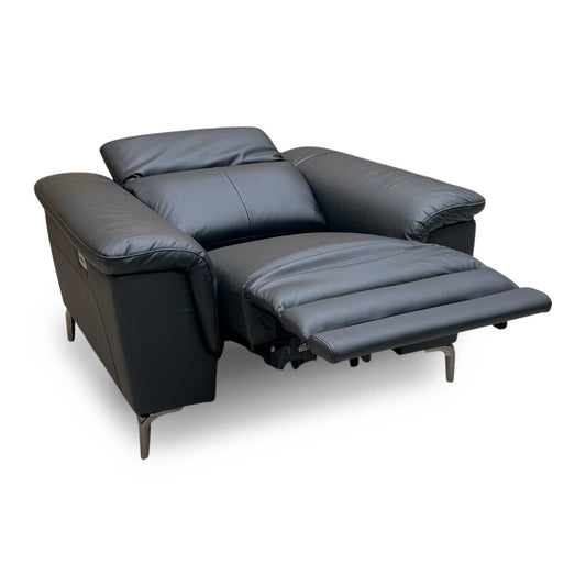 ‘Lorenza’ Black Leather Mix Power Recliner Armchair