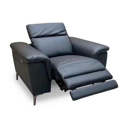 ‘Lorenza’ Black Leather Mix Power Recliner Armchair