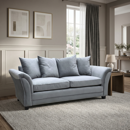 ‘Leila’ Grey Fabric 3 Seater Sofa