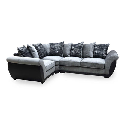 ‘Lana’ Grey Fabric Left Hand Facing Scatter Back Corner Sofa