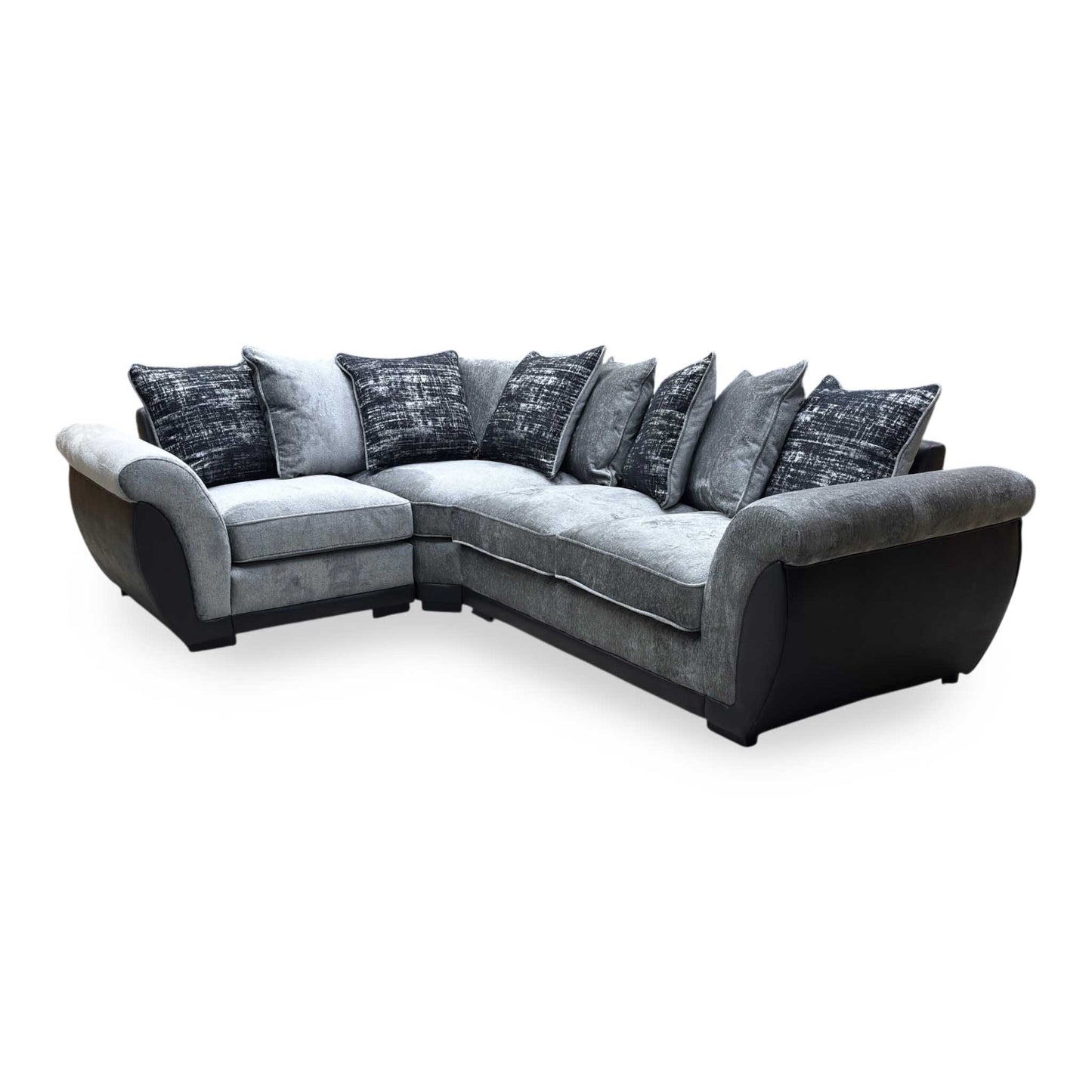 ‘Lana’ Grey Fabric Left Hand Facing Scatter Back Corner Sofa
