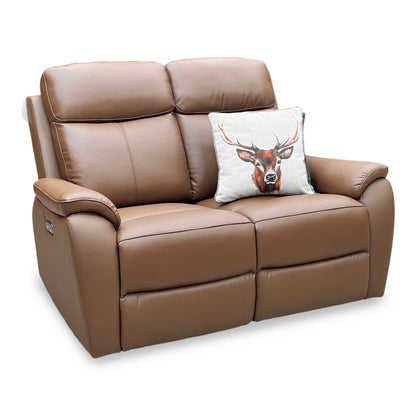 ‘Kingsmere’ Tan Brown Leather 2 Seater Power Recliner Sofa