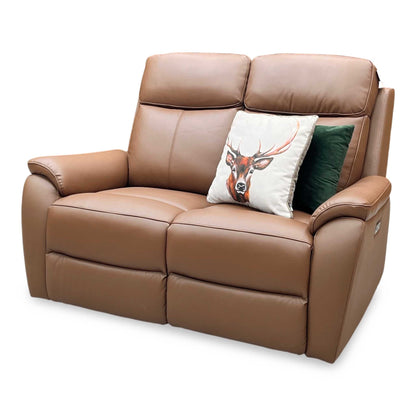‘Kingsmere’ Tan Brown Leather 2 Seater Power Recliner Sofa