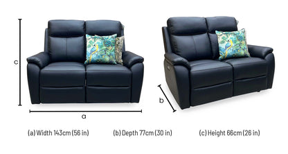 ‘Kingsmere’ Black Leather 2 Seater Power Recliner Sofa