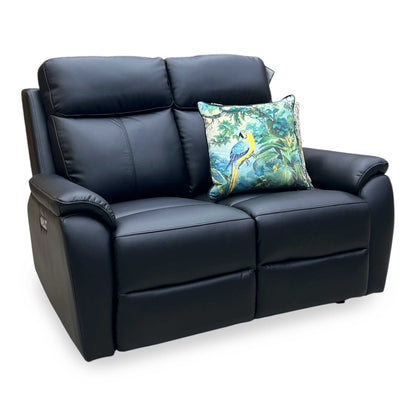 ‘Kingsmere’ Black Leather 2 Seater Power Recliner Sofa