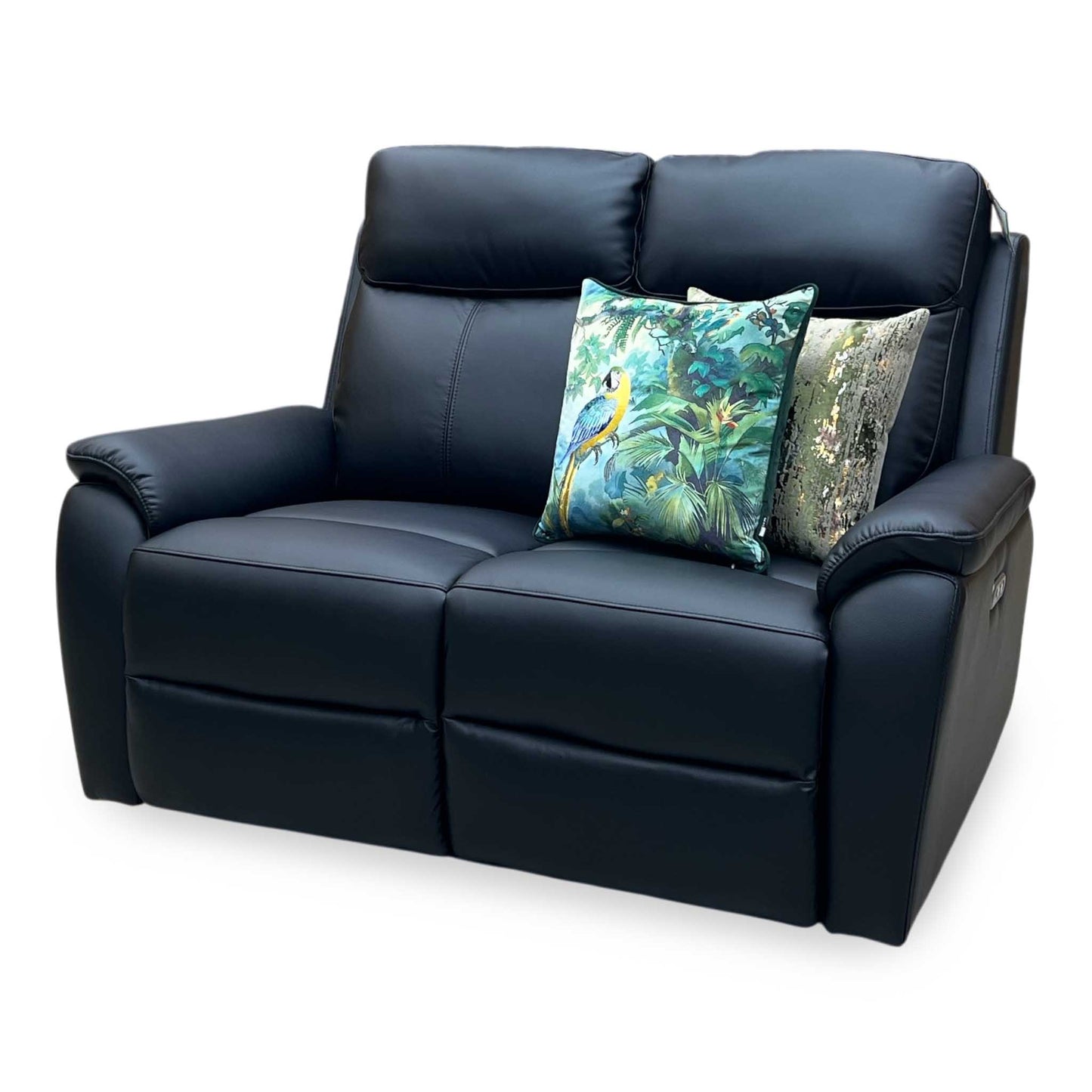 ‘Kingsmere’ Black Leather 2 Seater Power Recliner Sofa