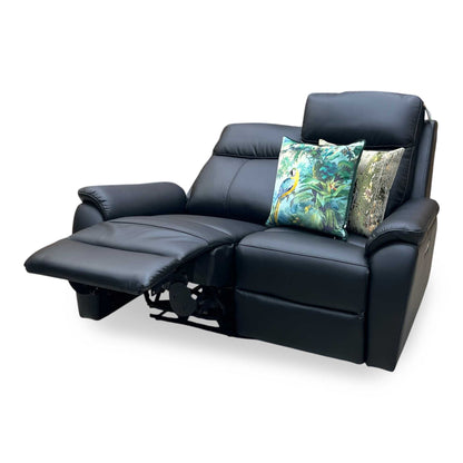 ‘Kingsmere’ Black Leather 2 Seater Power Recliner Sofa