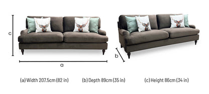 ‘Hampshire’ Cappuccino Brown Fabric 3 Seater Sofa