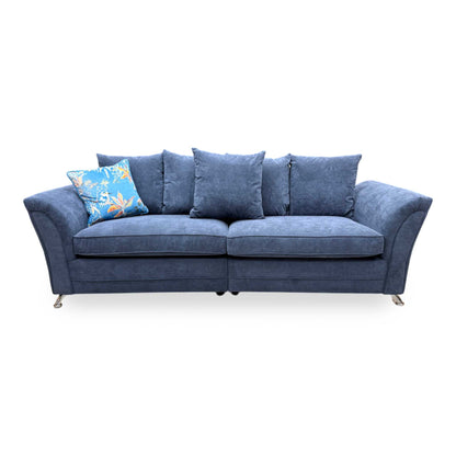 'Dury' Blue Fabric 4 Seater Split Frame Sofa