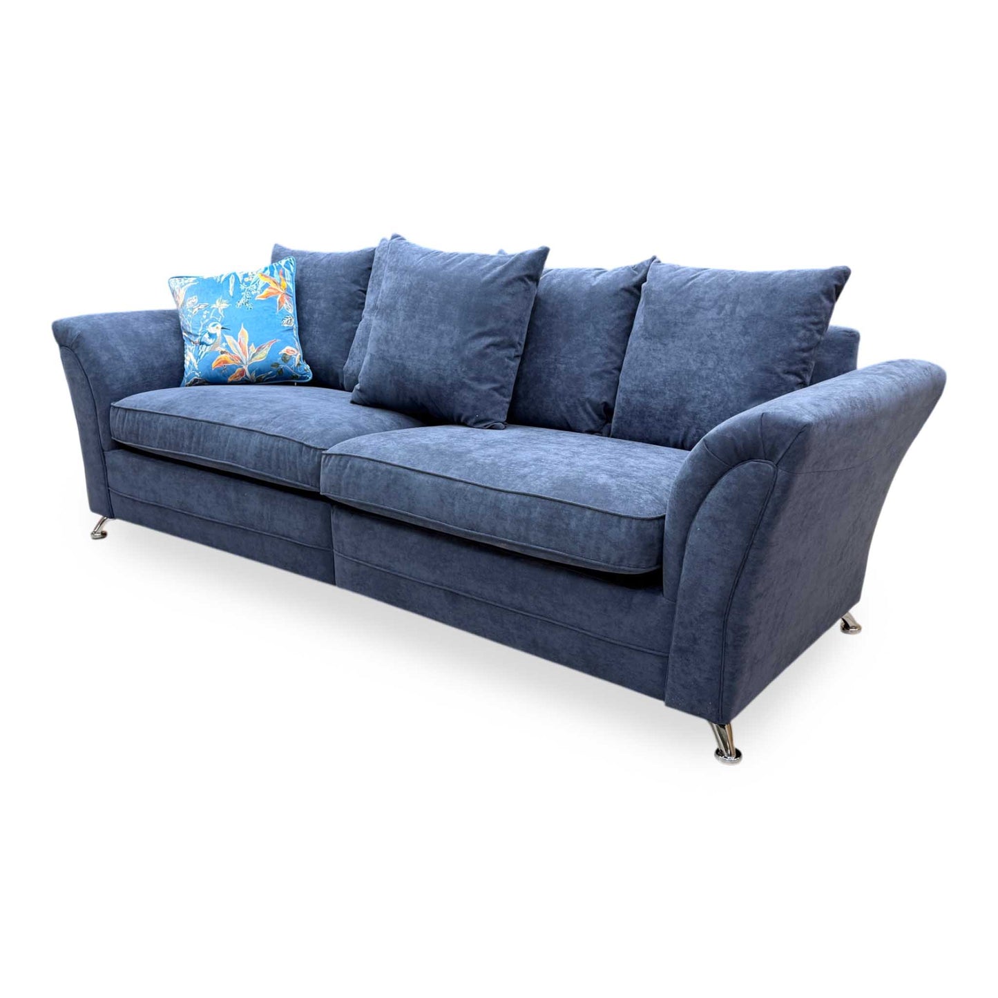 'Dury' Blue Fabric 4 Seater Split Frame Sofa