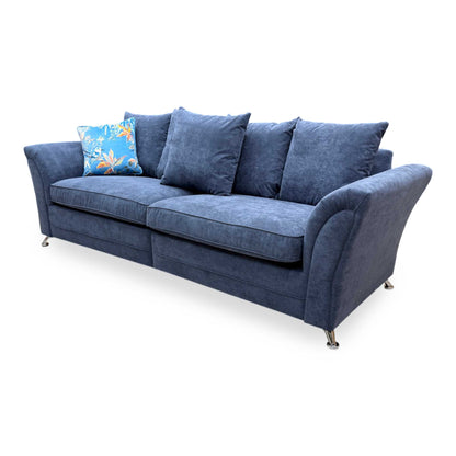 'Dury' Blue Fabric 4 Seater Split Frame Sofa