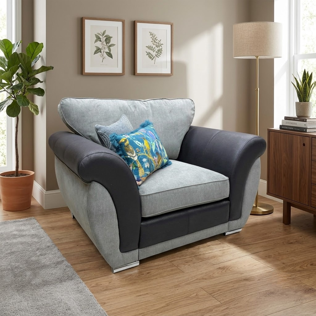 'Danube' Grey Fabric Armchair