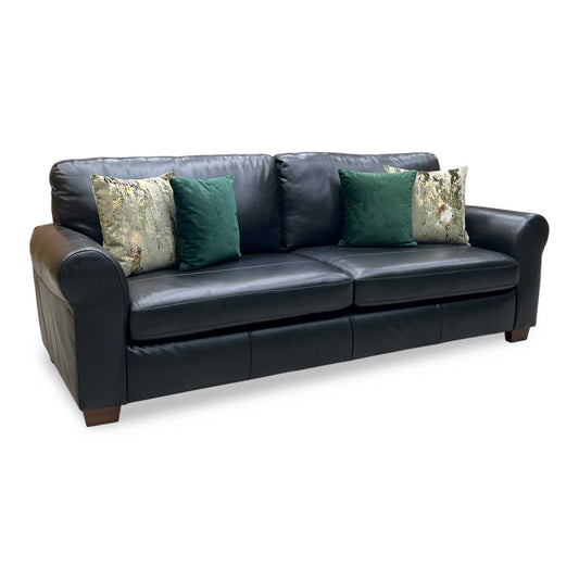 ‘Bailey’ Black Leather 4 Seater Sofa