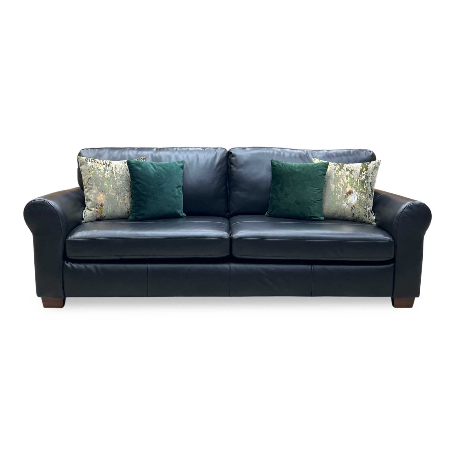 ‘Bailey’ Black Leather 4 Seater Sofa