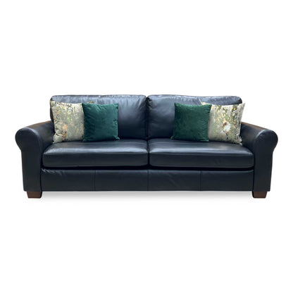 ‘Bailey’ Black Leather 4 Seater Sofa