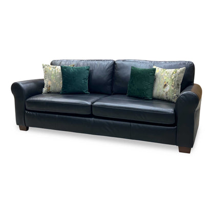 ‘Bailey’ Black Leather 4 Seater Sofa
