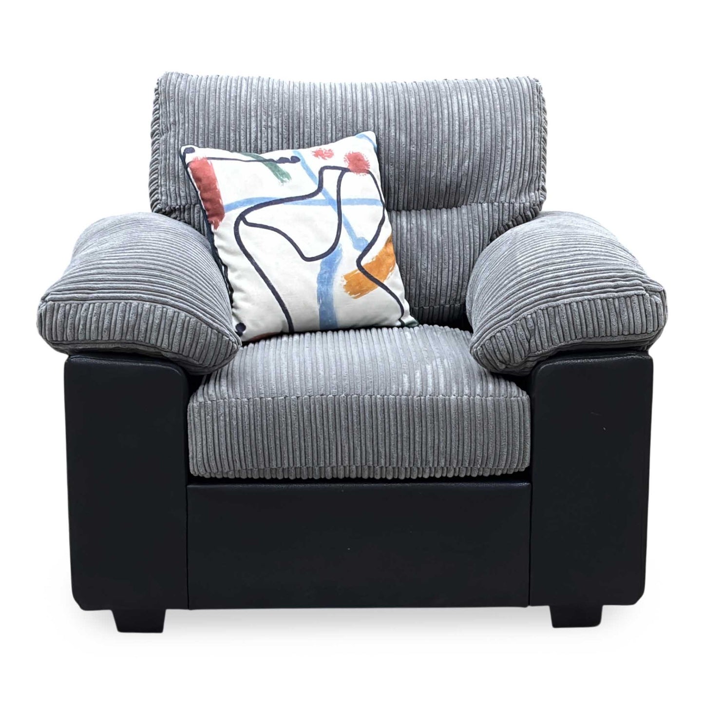 'Armstrong’ Grey Jumbo Cord Fabric Armchair