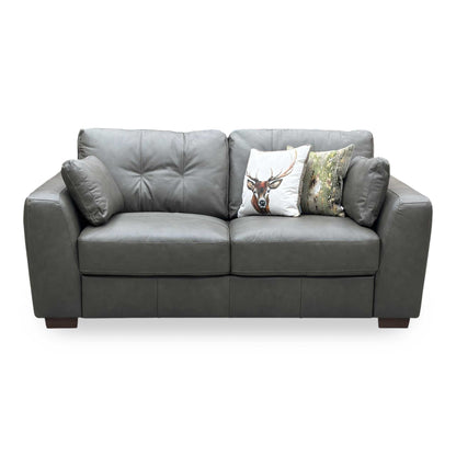 ‘Arden’ Denver Grey Italian Leather 3 Seater Sofa