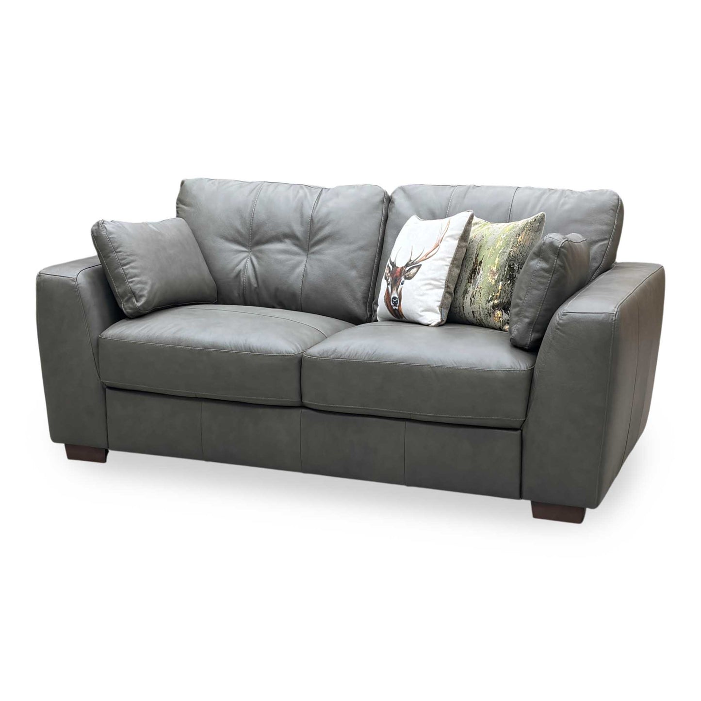 ‘Arden’ Denver Grey Italian Leather 3 Seater Sofa
