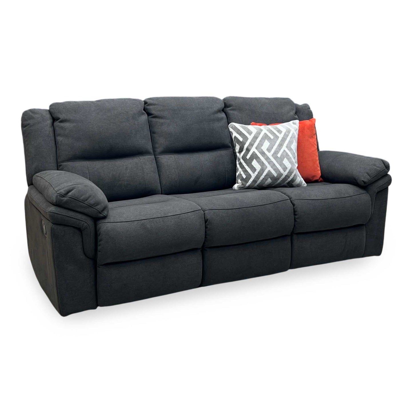 'Albion’ Grey Chenille 3 Seater High Back Manual Recliner Sofa