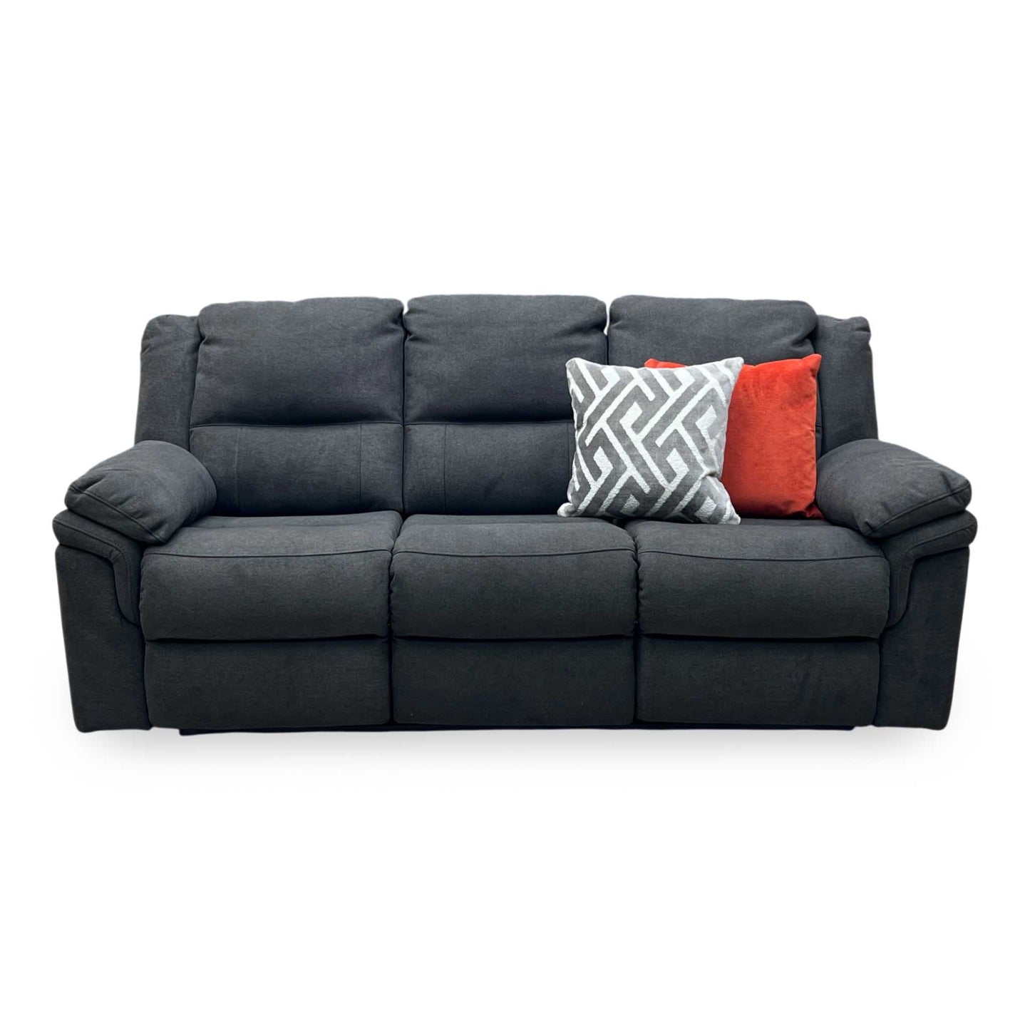 'Albion’ Grey Chenille 3 Seater High Back Manual Recliner Sofa
