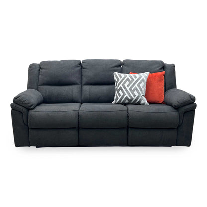 'Albion’ Grey Chenille 3 Seater High Back Manual Recliner Sofa