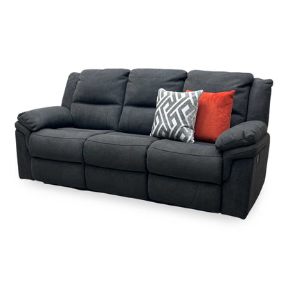 'Albion’ Grey Chenille 3 Seater High Back Manual Recliner Sofa