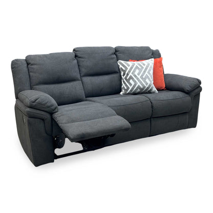 'Albion’ Grey Chenille 3 Seater High Back Manual Recliner Sofa