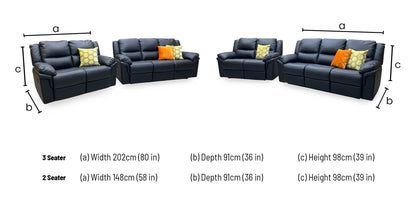 ‘Albion’ Luxury Black Faux Leather 3 + 2 Seater High Back Manual Recliner Sofa Set