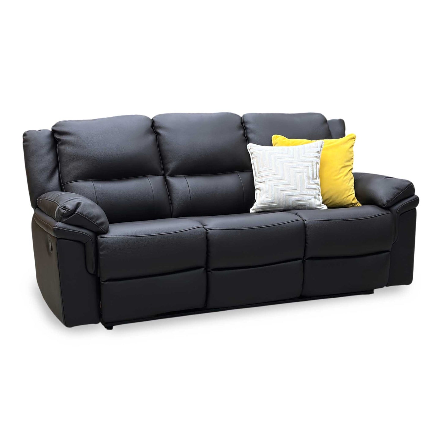 ‘Albion’ Black Faux Leather 3 Seater Manual Recliner Sofa