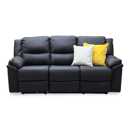 ‘Albion’ Black Faux Leather 3 Seater Manual Recliner Sofa