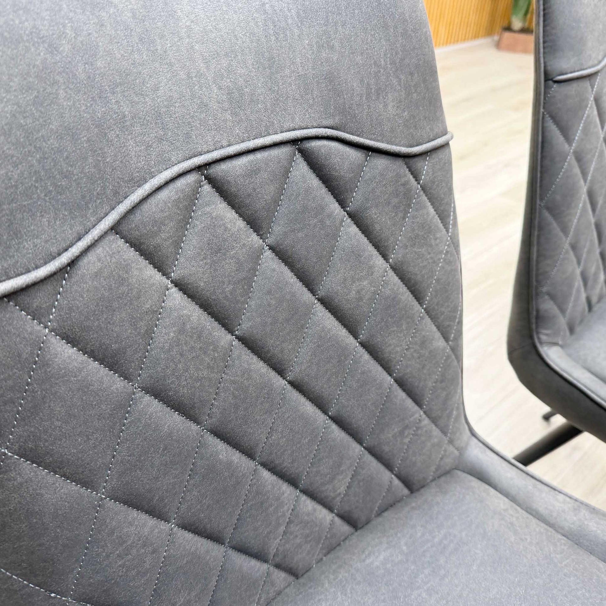 'Warrior' Grey Sintered Stone 180cm Extending Dining Table With Charcoal Grey Fabric Standard Dining Chairs - Set of 6 Furniture Village