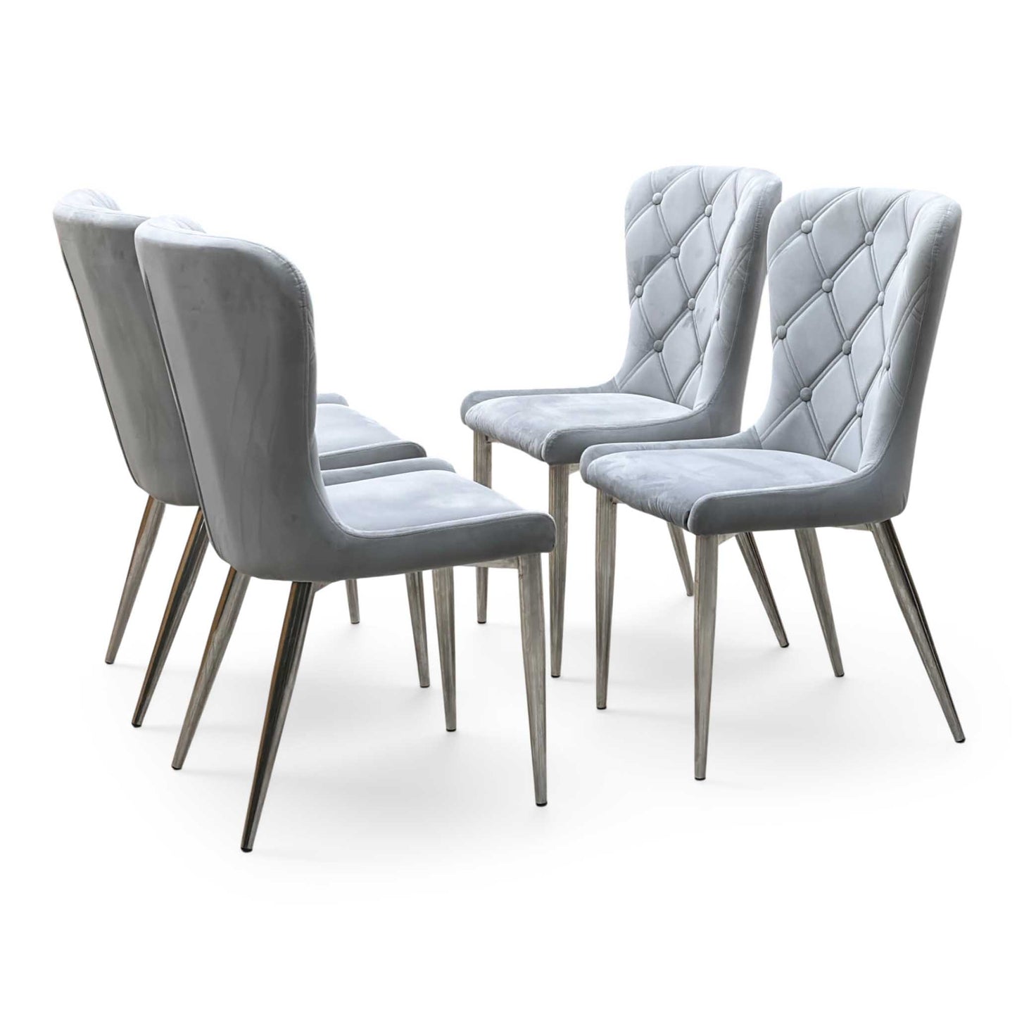 ‘Donnie’ Grey Fabric Set of 4 Dining Chairs