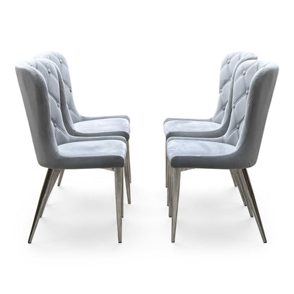 ‘Donnie’ Grey Fabric Set of 4 Dining Chairs
