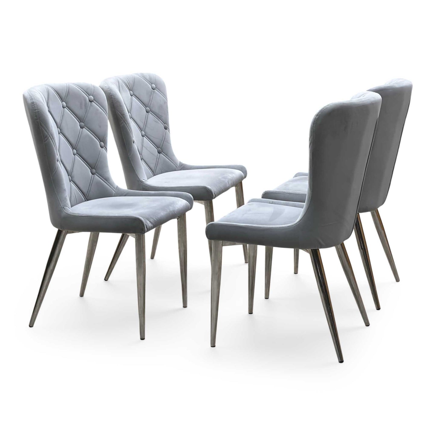 ‘Donnie’ Grey Fabric Set of 4 Dining Chairs